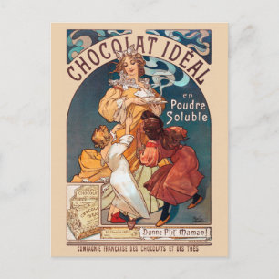 Cartão Postal Chocolat ideal França Arte Nova Arte de Parede Vin