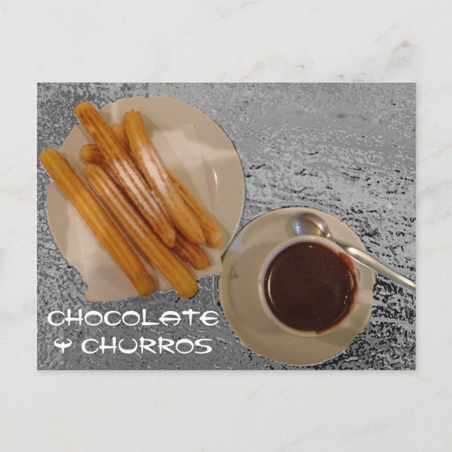 Cartão Postal Chocolate Caliente con Churros (Frente)