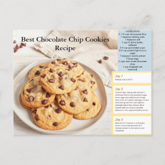 Cartão Postal Chocolate Chip Cookie Recipe Postcard