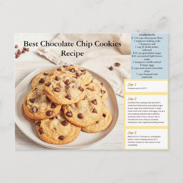 Cartão Postal Chocolate Chip Cookie Recipe Postcard (Frente)