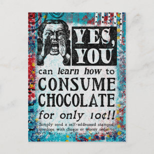 Cartão Postal Chocolate Consumido - Anúncio Venenoso Engraçado