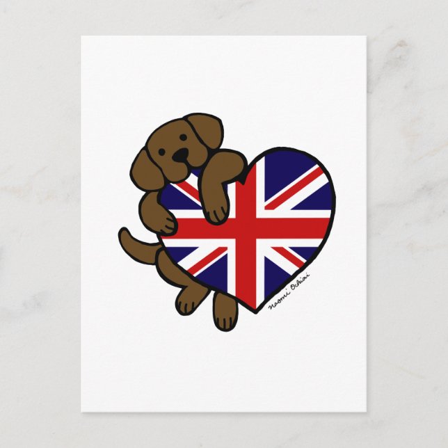 Cartão Postal Chocolate Labrador British Heart (Frente)