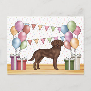 Cartão Postal Chocolate Labrador Retriever Cachorro Aniversário