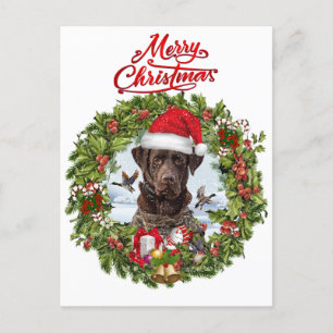 Cartão Postal Chocolate Labrador Retriever, terra de Natal