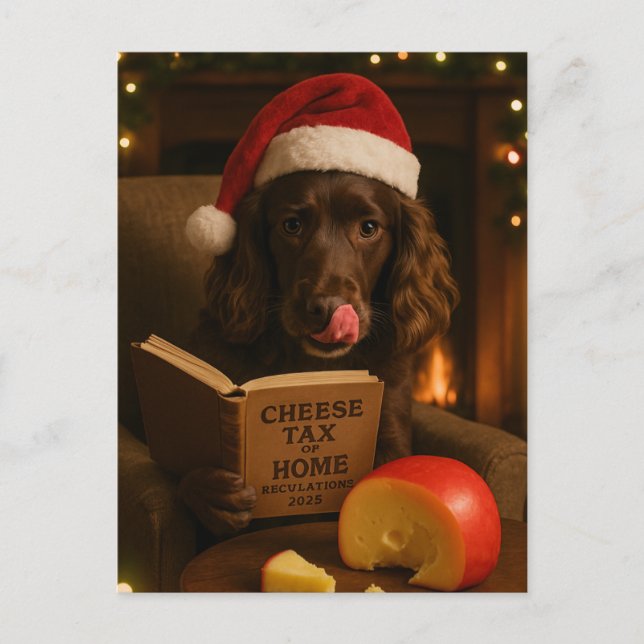 Cartão Postal Chocolate /liver cocker spaniel Christmas postcard (Frente)
