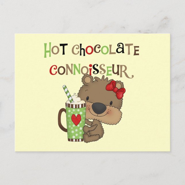 Cartão Postal Chocolate Quente Bear Garota Conoisseur (Frente)