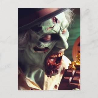Cartão Postal Chocolate Zombie comendo Halloween