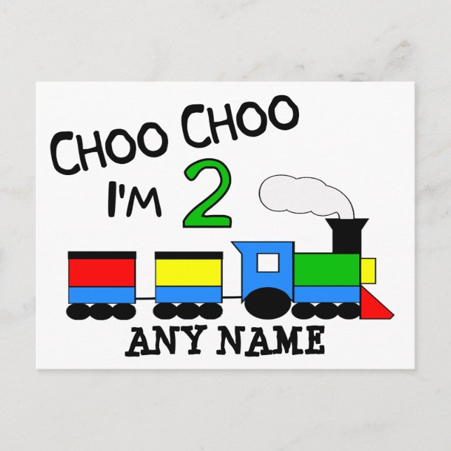 Cartão Postal Choo Choo Estou com 2!  Com TRENO (Frente)