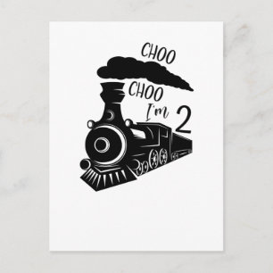 Cartão Postal Choo Choo, sou 2, segundo aniversário, Train Boy