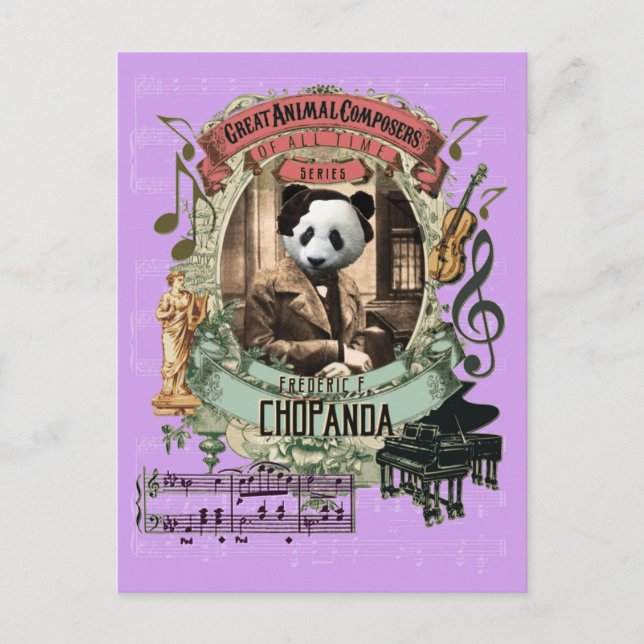 Cartão Postal Chopanda Funny Panda Excelente Compositor Animal C (Frente)