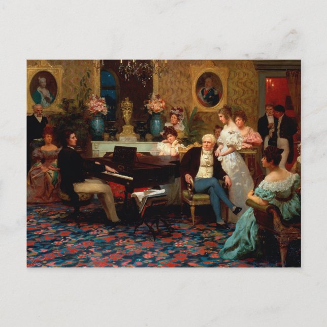 Cartão Postal Chopin Tocando o Piano (Frente)