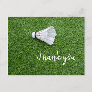 Cartão Postal Choque para Badminton Player em grama verde