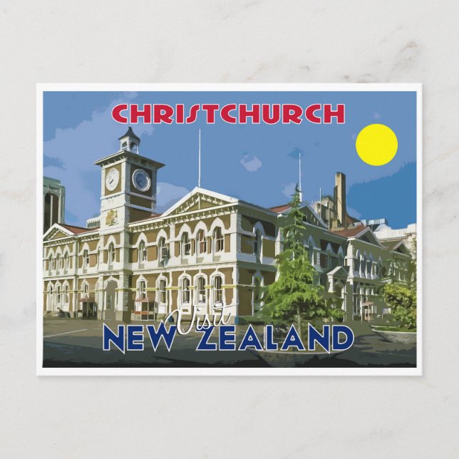 Cartão Postal ChristChurch, Visite a Nova Zelândia (Frente)