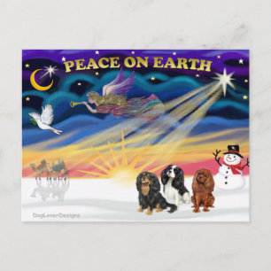 Cartão Postal Christgmas Sunrise - Cavalier King Charles (três)