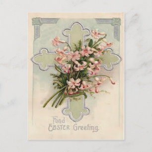 Cartão Postal Christian Cross Pink Daisy