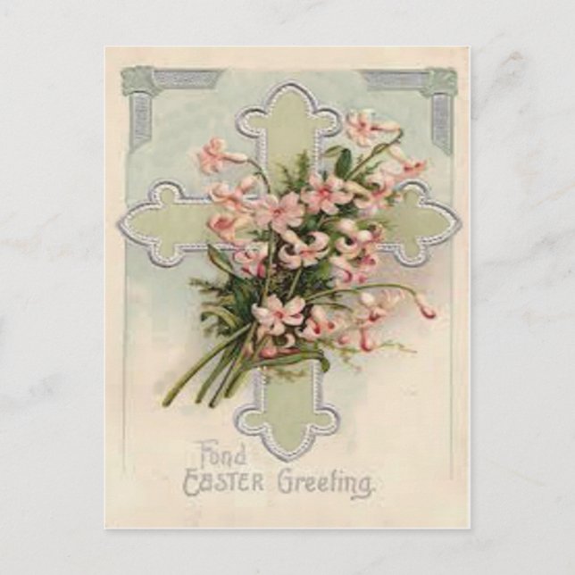 Cartão Postal Christian Cross Pink Daisy (Frente)