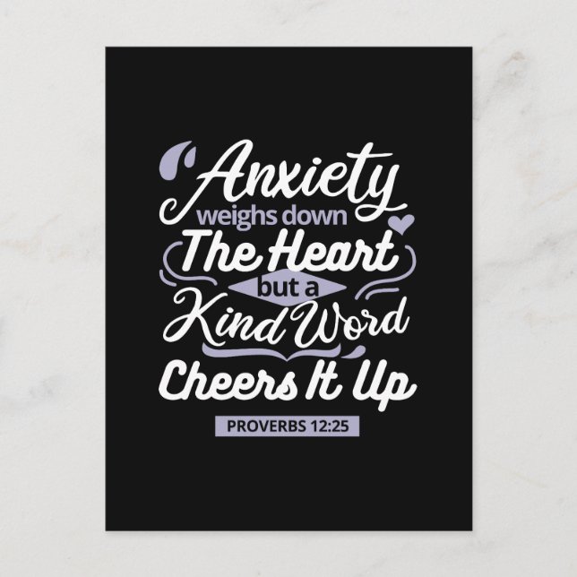 Cartão Postal Christian Encouragement Quote – Anxiety & Kindness (Frente)