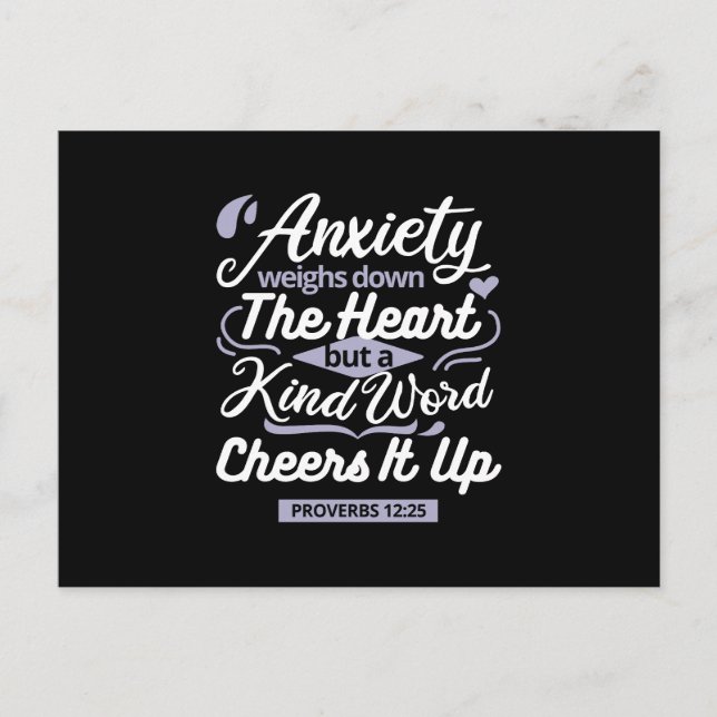Cartão Postal Christian Encouragement Quote – Anxiety & Kindness (Frente)