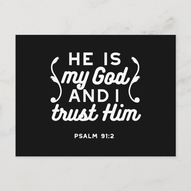 Cartão Postal Christian Faith Quote – Trust in God Psalm 91:2 (Frente)