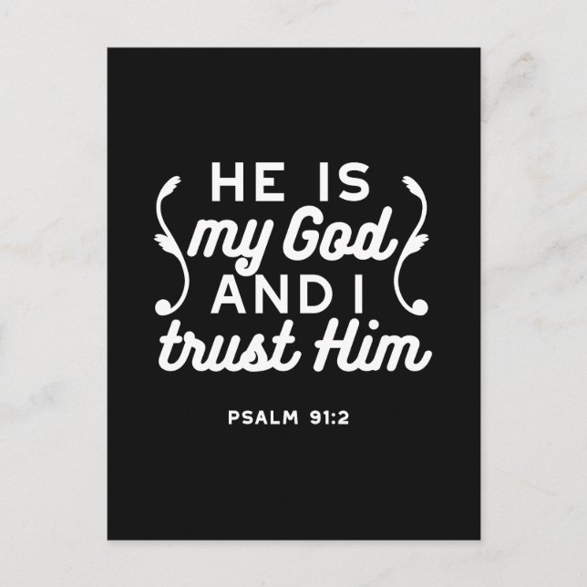 Cartão Postal Christian Faith Quote – Trust in God Psalm 91:2 (Frente)