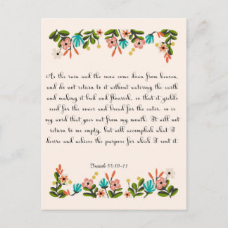 Cartão Postal Christian Quote Art - Isaiah 55:10-11