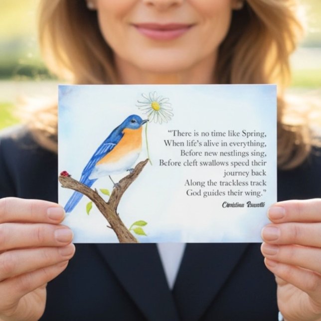 Cartão Postal Christina Rossetti "Spring" Poem with Bluebird (Criador carregado)