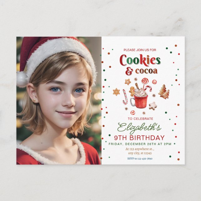 Cartão Postal Christmas birthday cookies and cocoa Festive (Frente)