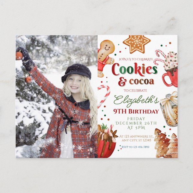 Cartão Postal Christmas birthday cookies and cocoa Festive  (Frente)