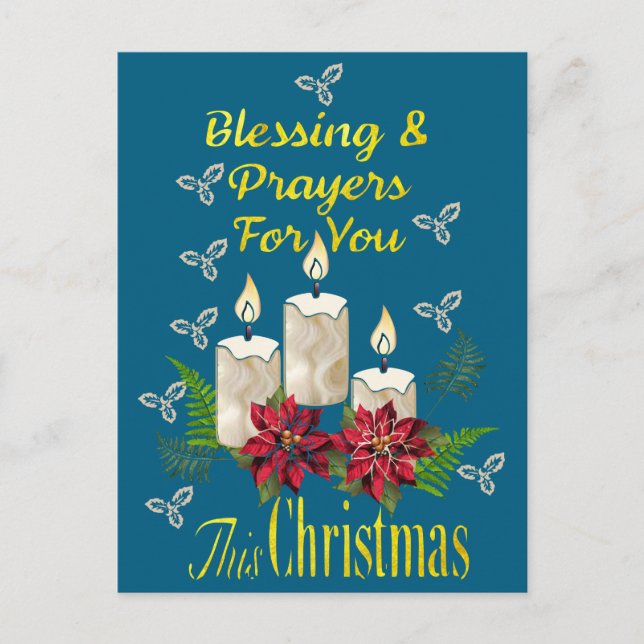 Cartão Postal Christmas Candle Blessings and Prayers (Frente)
