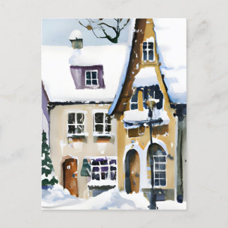 Cartão Postal Christmas Card Best Wishes Winter Town Snow Feiert