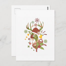 Cartão Postal Christmas Colorful Deer Design