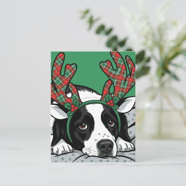Cartão Postal Christmas Dog (Em pé/Frente)