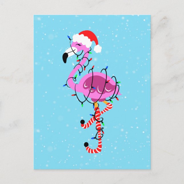 Cartão Postal Christmas Flamingo (Frente)