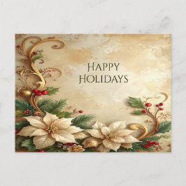 Cartão Postal Christmas Floral Holiday Postcard