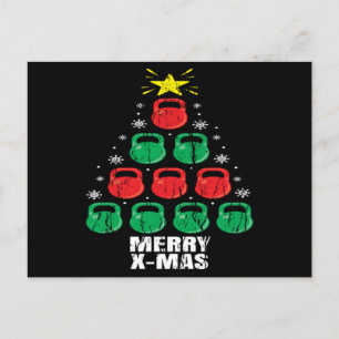 Cartão Postal Christmas Funny Kettlebells Tree Holiday Workout