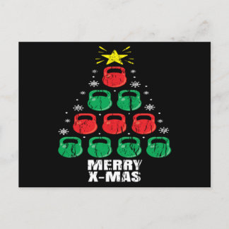 Cartão Postal Christmas Funny Kettlebells Tree Holiday Workout