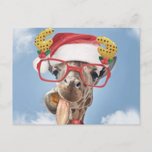 Cartão Postal Christmas giraffe (Frente)