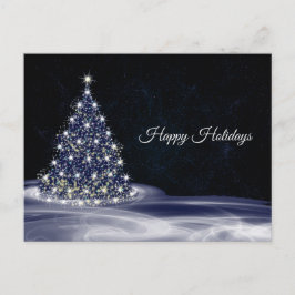 Cartão Postal Christmas Greeting Blue Shiny Tree Winter Navy