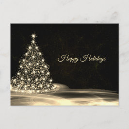 Cartão Postal Christmas Greeting Golden Shiny Tree Winter Black