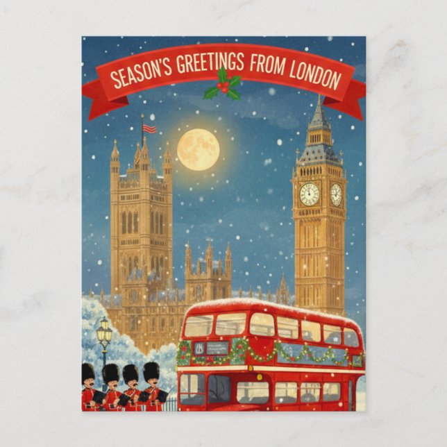 Cartão Postal Christmas in London Greeting Card (Frente)