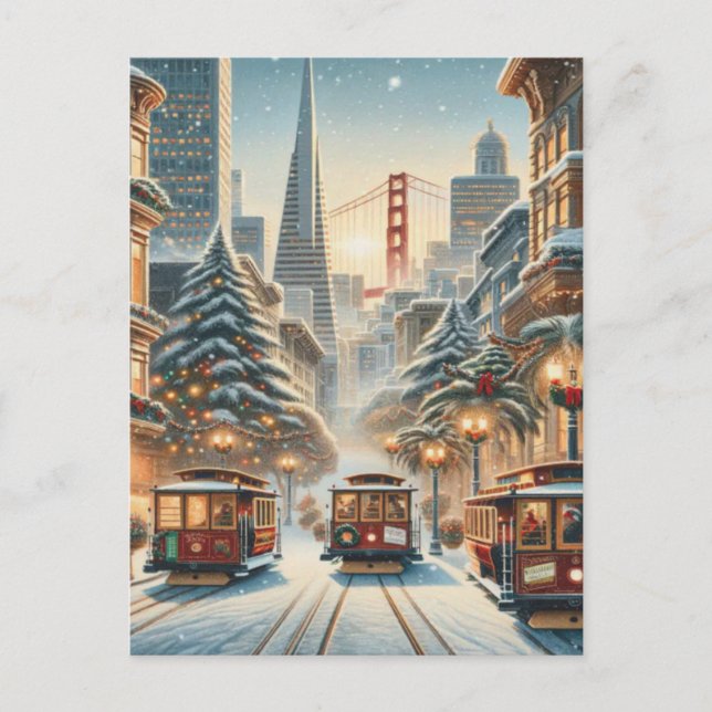 Cartão Postal Christmas in San Francisco – Golden Gate (Frente)