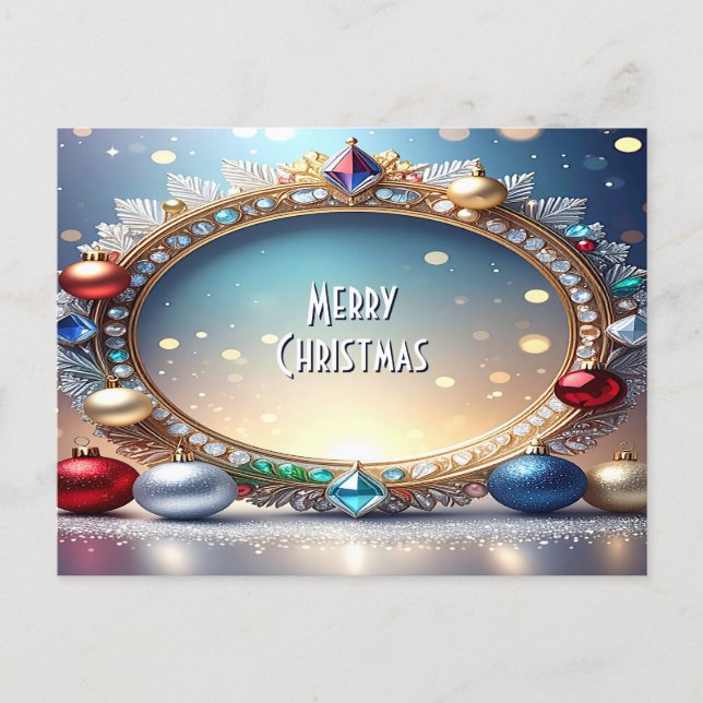 Cartão Postal Christmas Jewel Frame Holiday Postcard (Frente)