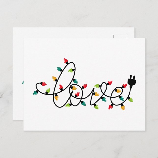 Cartão Postal Christmas Lights Love (Frente/Verso)