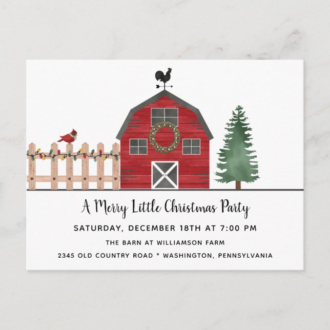 Cartão Postal Christmas on the Farm Rustic Holiday Party Invite  (Frente)