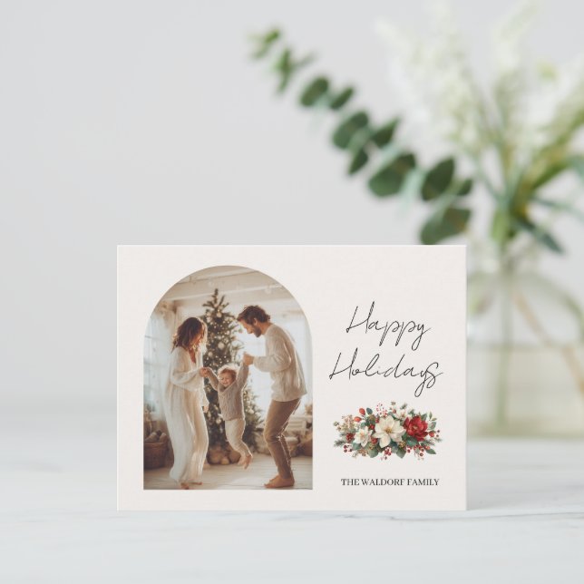 Cartão Postal Christmas Photo Family | Custom Holiday Postcard (Em pé/Frente)