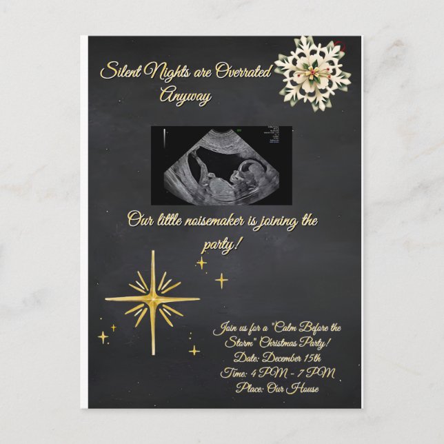 Cartão Postal Christmas Pregnancy Chalkboard Invitation  (Frente)