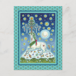 CARTÃO POSTAL CHRISTMAS UNICORN, MAGIC HORN TREE, FANTASY HORSE