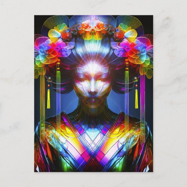 Cartão Postal Chromatisch Farbige Glas-Geisha im Kontrast (Frente)