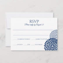 Cartão Postal Chrysanthemum RSVP | Azul Marinho