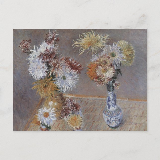 Cartão Postal Chrysanthemums por Gustave Caillebotte (Frente)